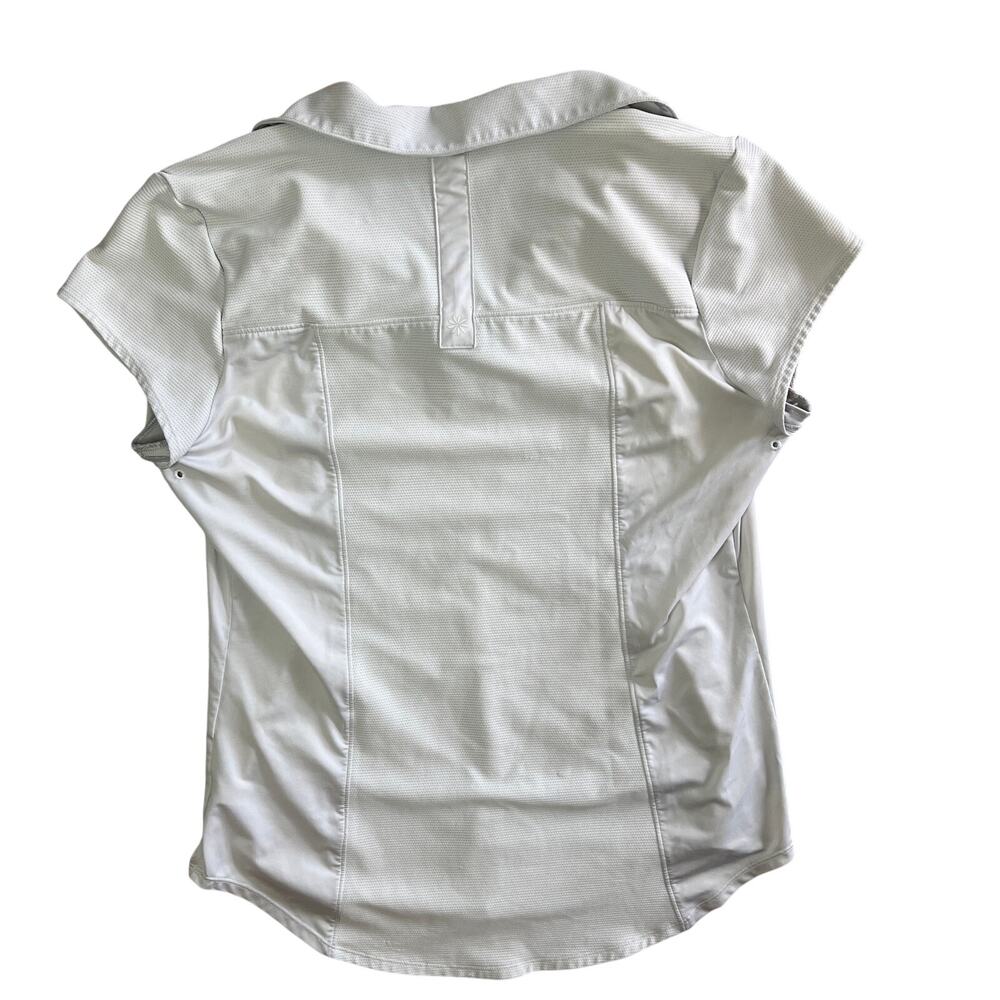 Athleta White Athletic Polo Shirt Women Medium Stretch Golf Top - Picture 9 of 16